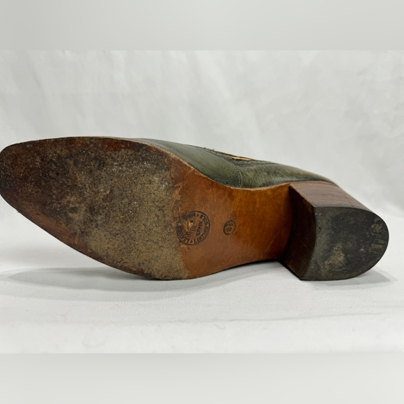 RUDOLFO VALENTINO Wingtip Heeled Loafer Olive Green - Picture 4 of 7